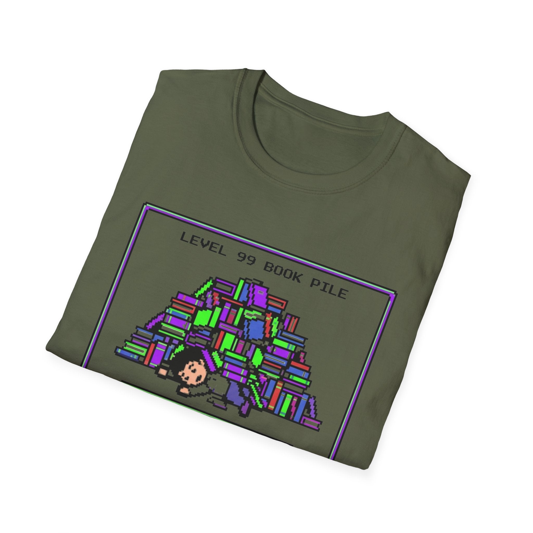 Level 99 Book Pile Game Over Status Tsundoku T-Shirt