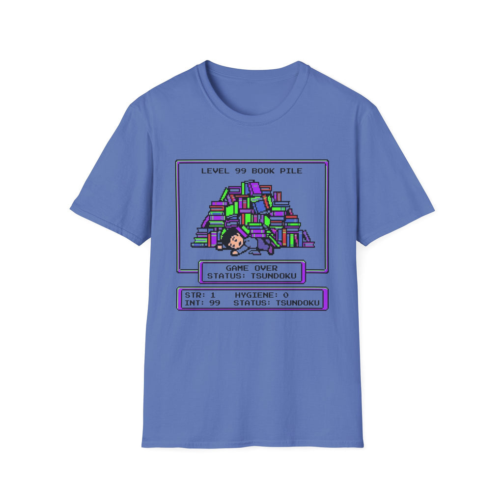 Level 99 Book Pile Game Over Status Tsundoku T-Shirt