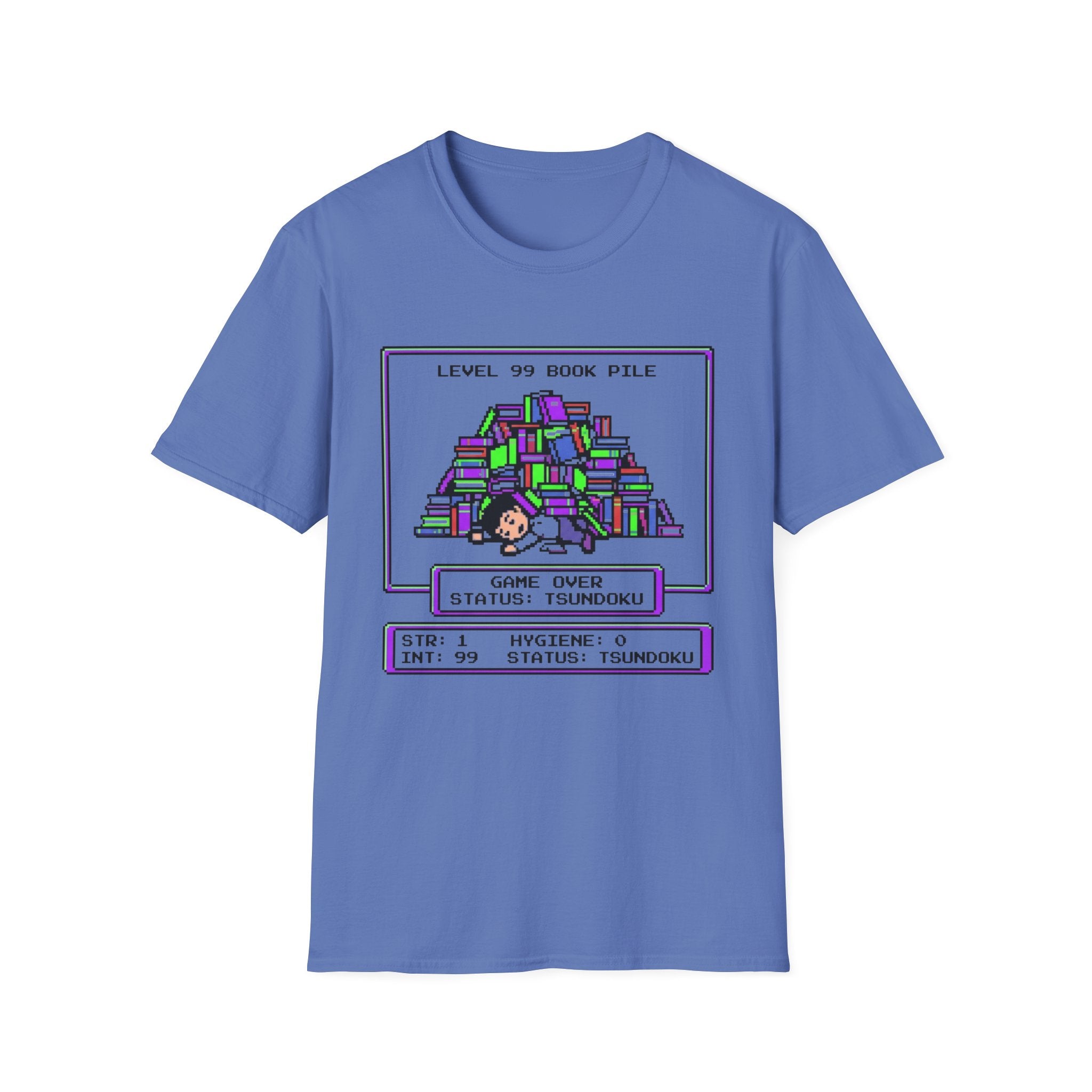 Level 99 Book Pile Game Over Status Tsundoku T-Shirt