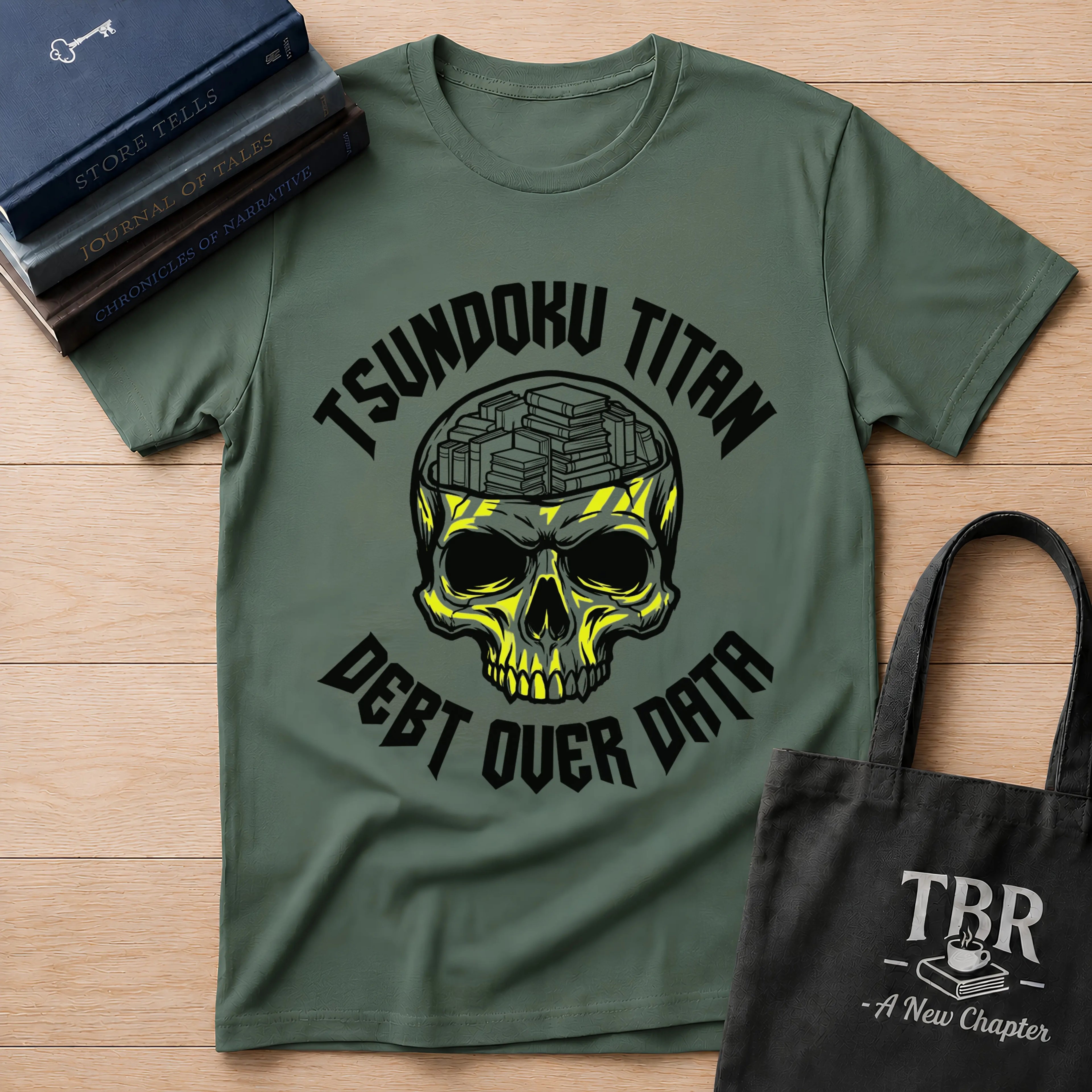 Tsundoku Titan Debt Over Data T-Shirt
