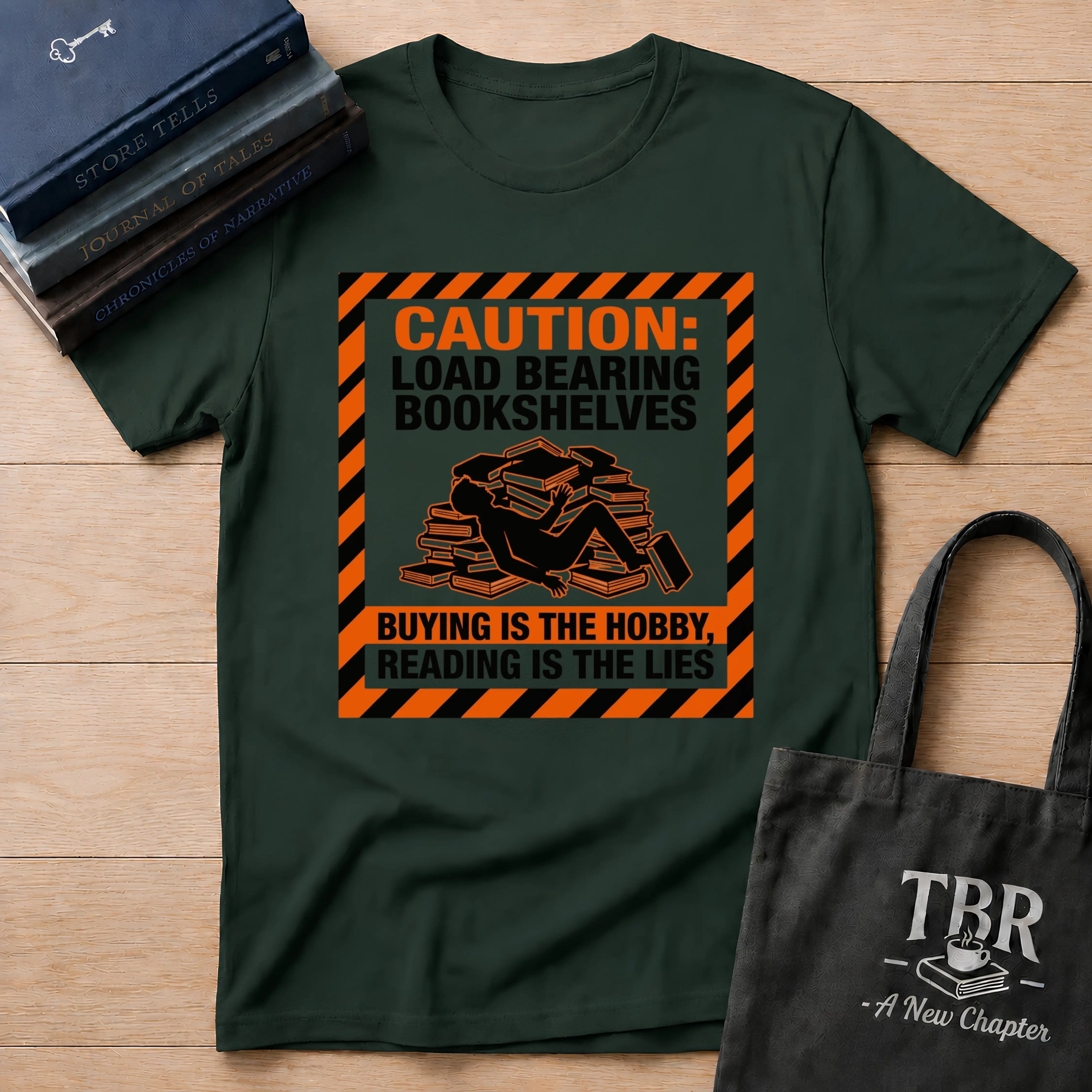 Caution Load Bearing Bookshelves T-Shirt