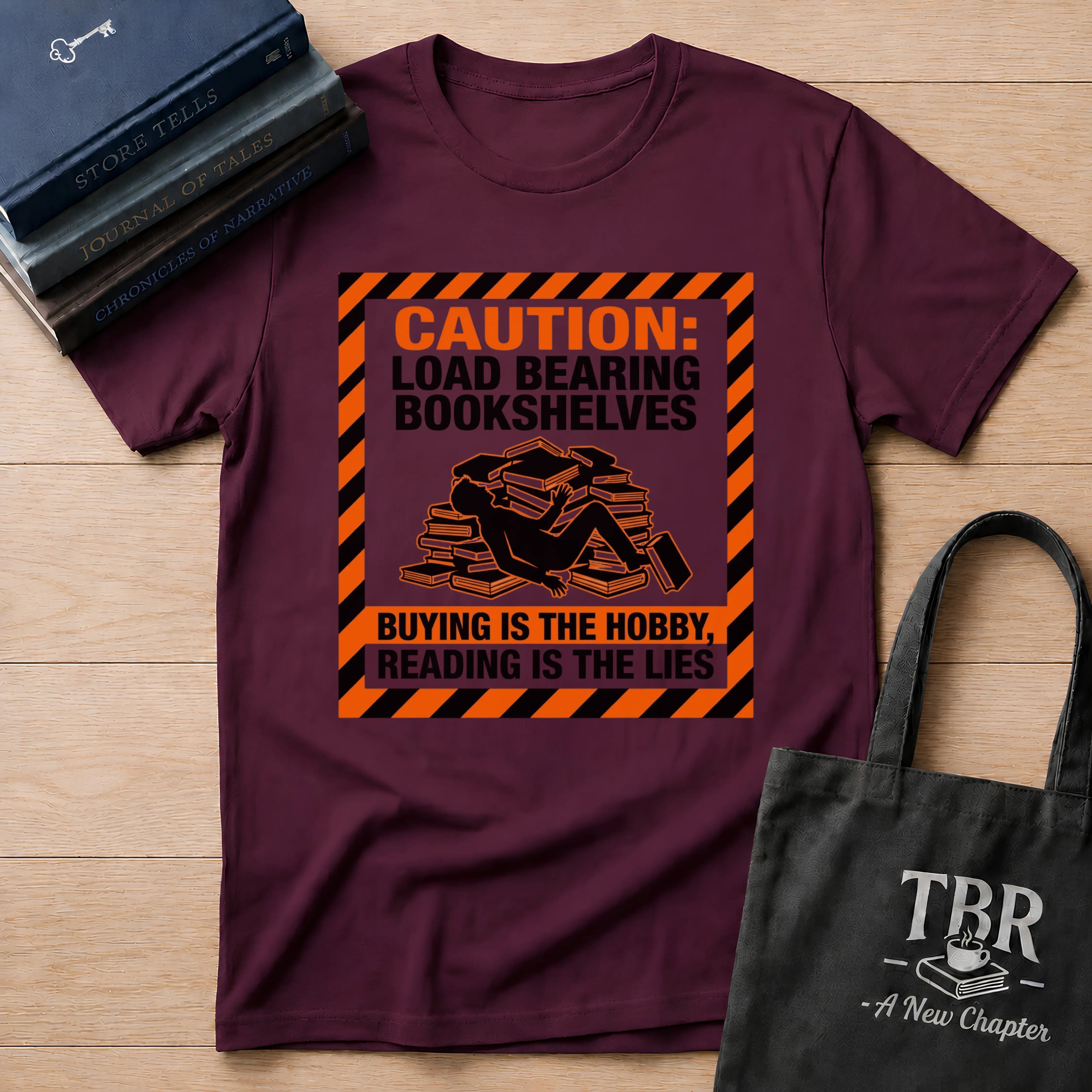 Caution Load Bearing Bookshelves T-Shirt