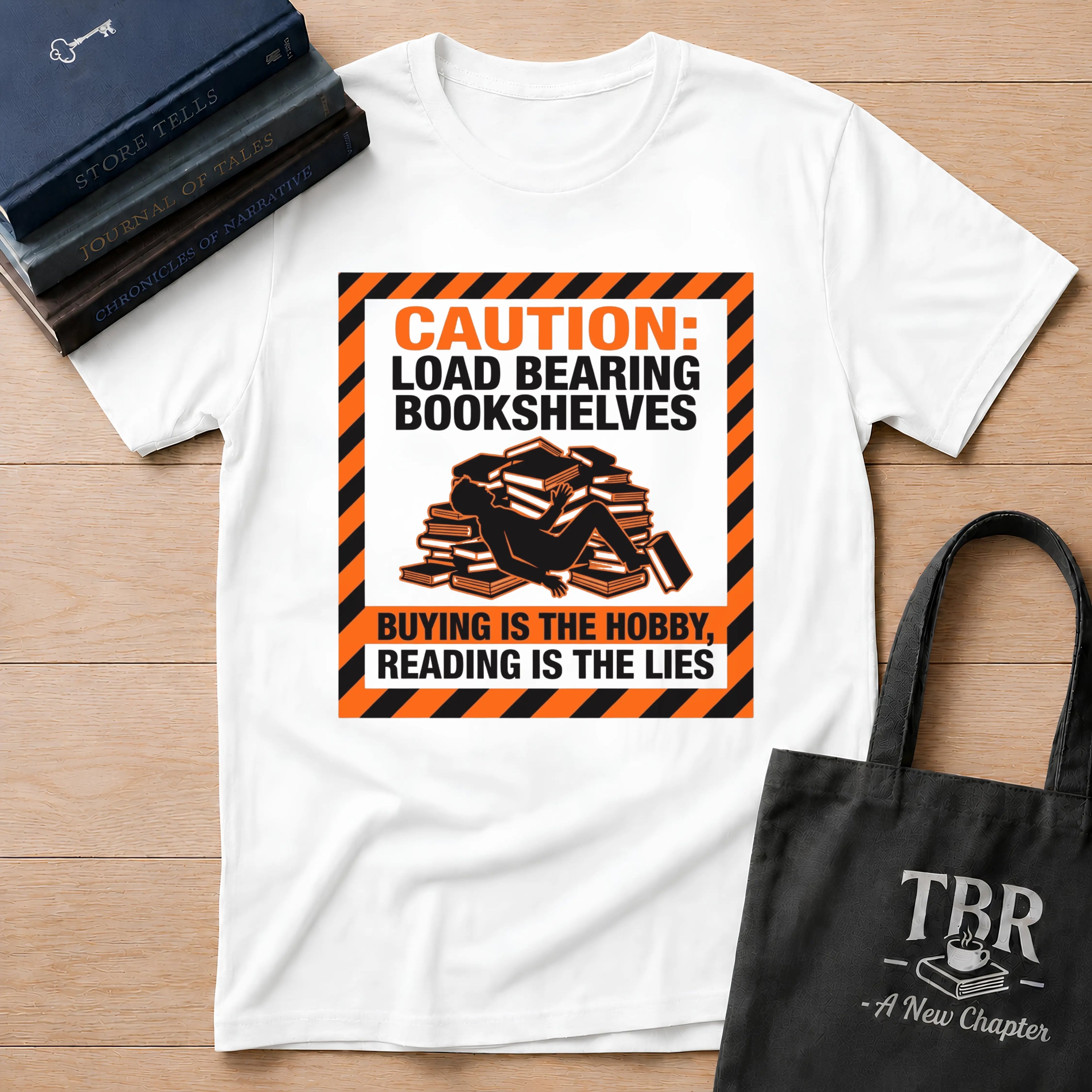 Caution Load Bearing Bookshelves T-Shirt