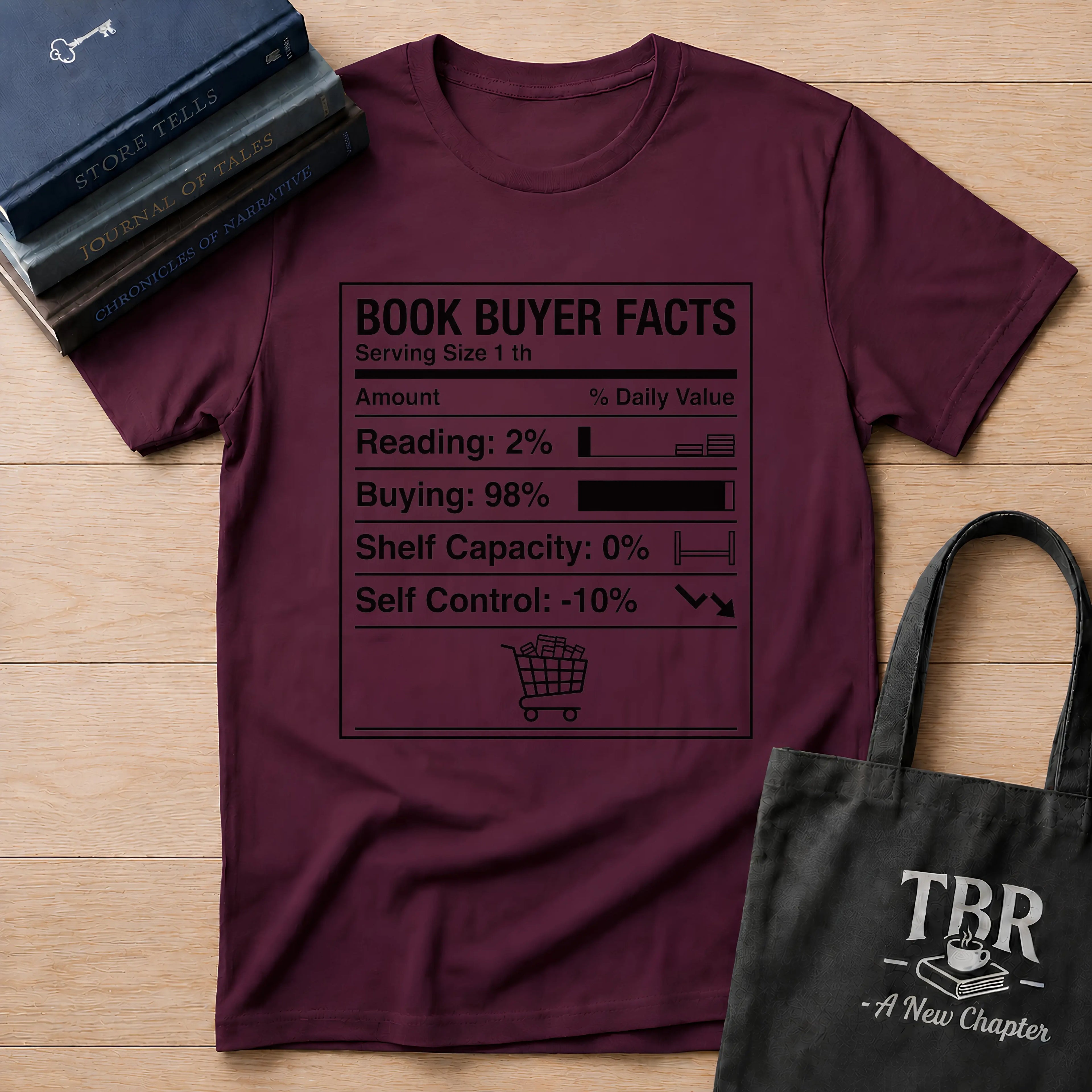 Book Buyer Facts Nutrition Label T-Shirt
