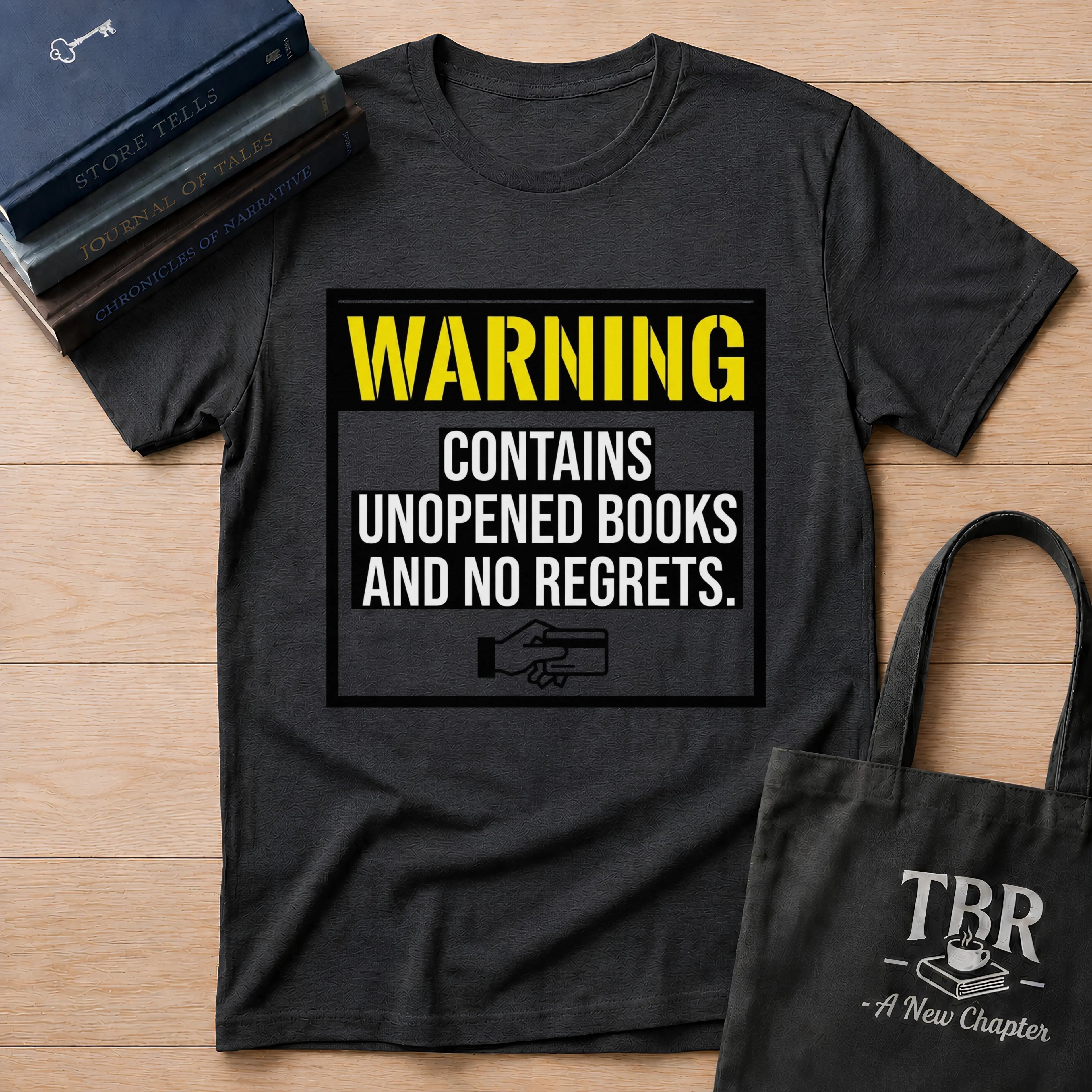 Warning Contains Unopened Books And No Regrets T-Shirt