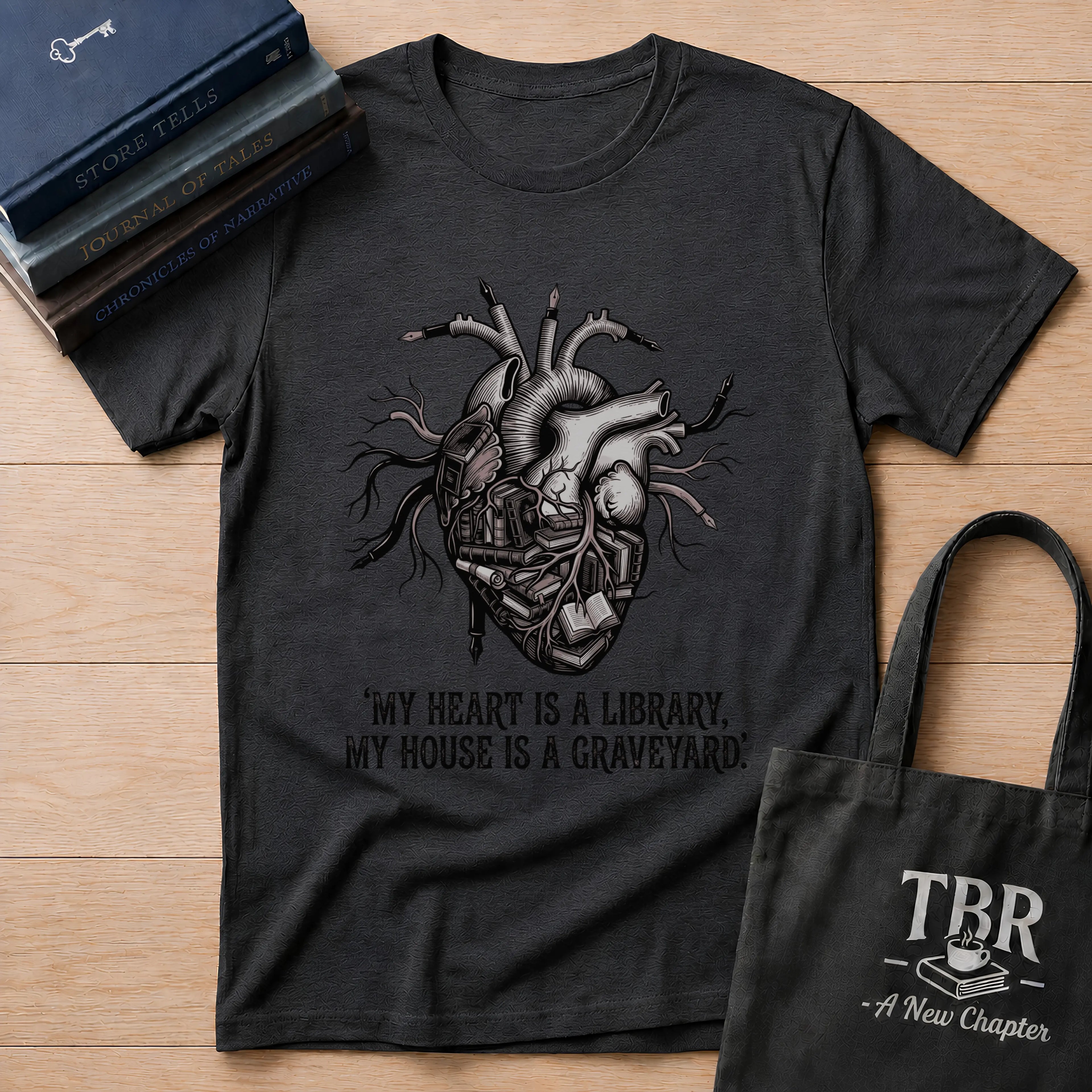 My Heart Is A Library My House Is A Graveyard T-Shirt