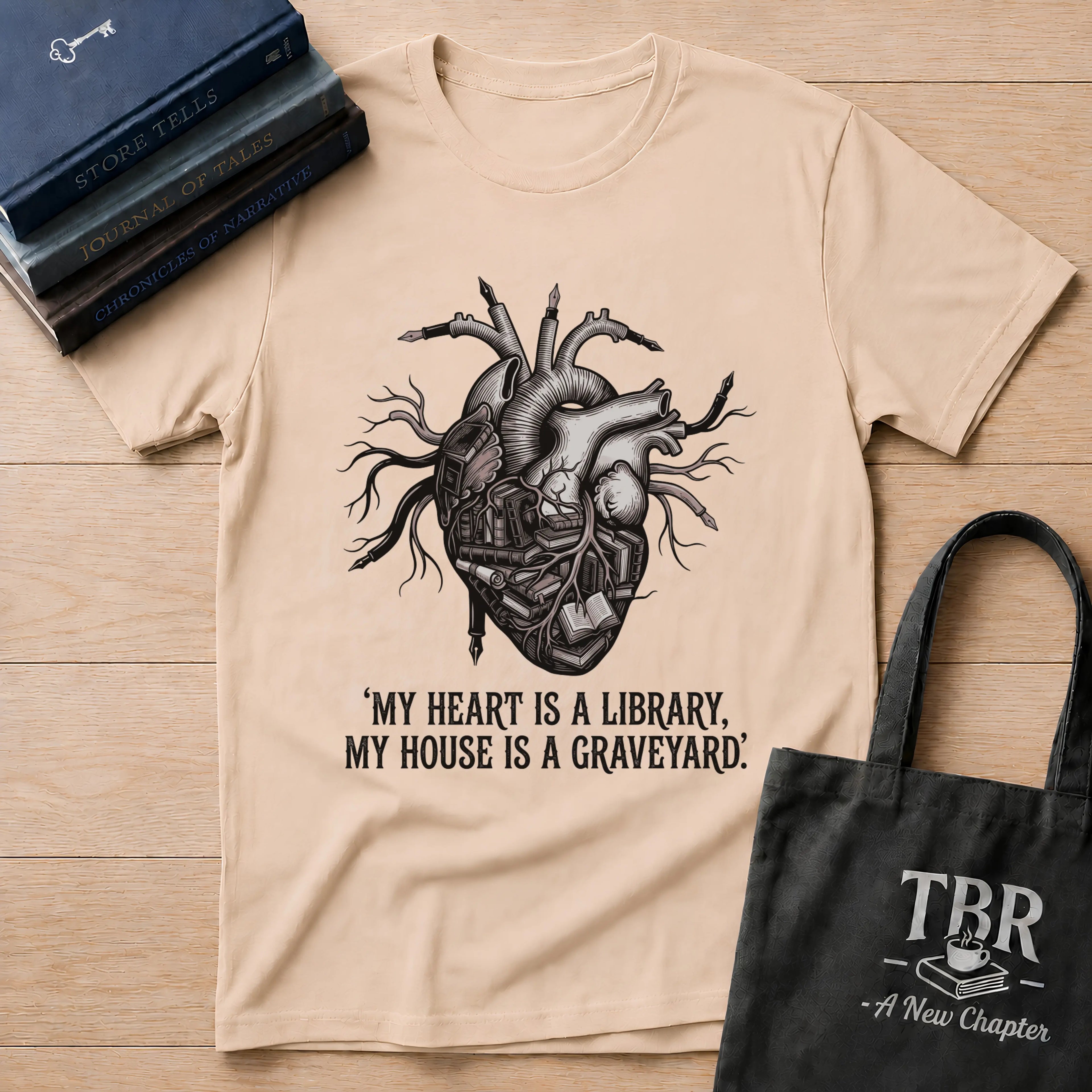 My Heart Is A Library My House Is A Graveyard T-Shirt