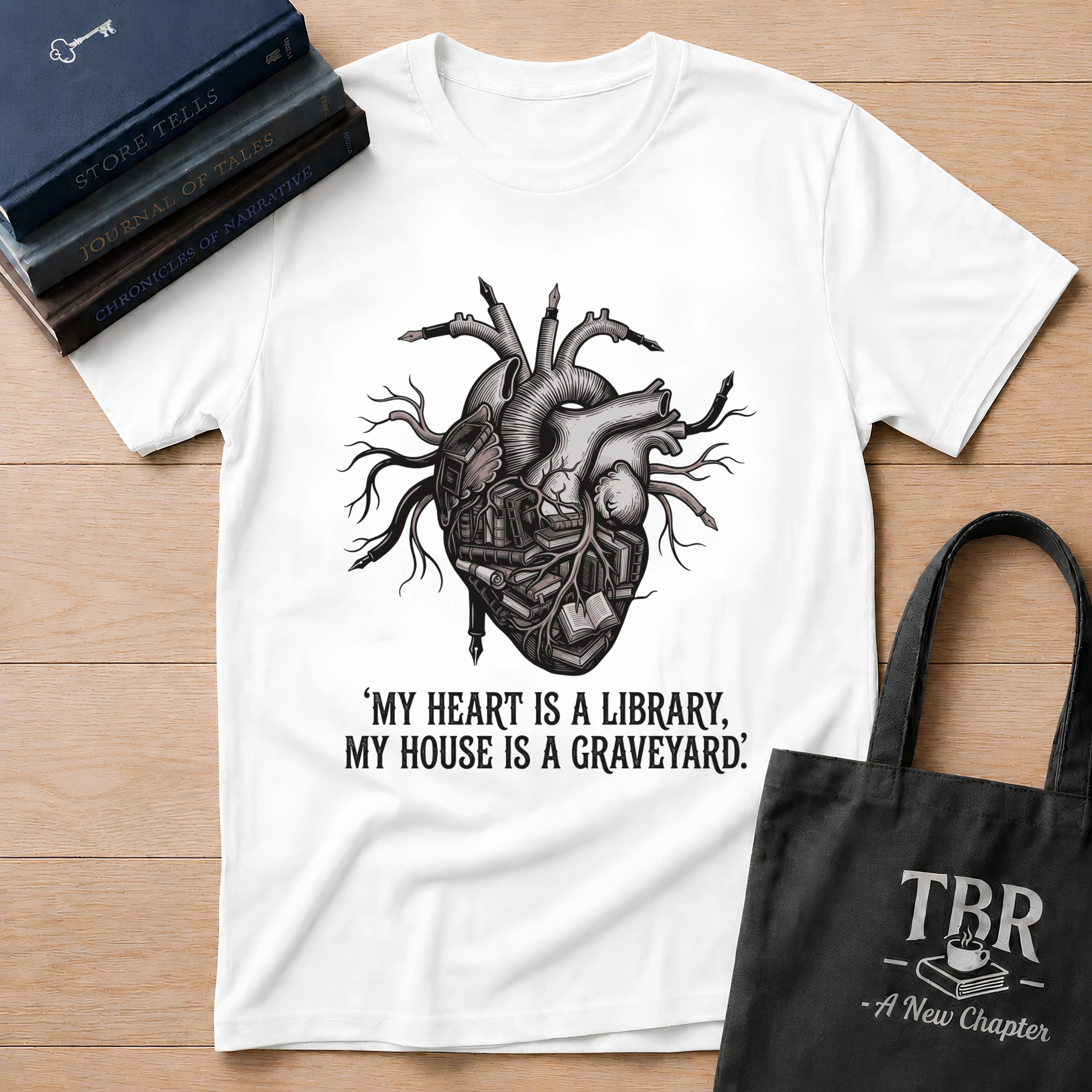 My Heart Is A Library My House Is A Graveyard T-Shirt