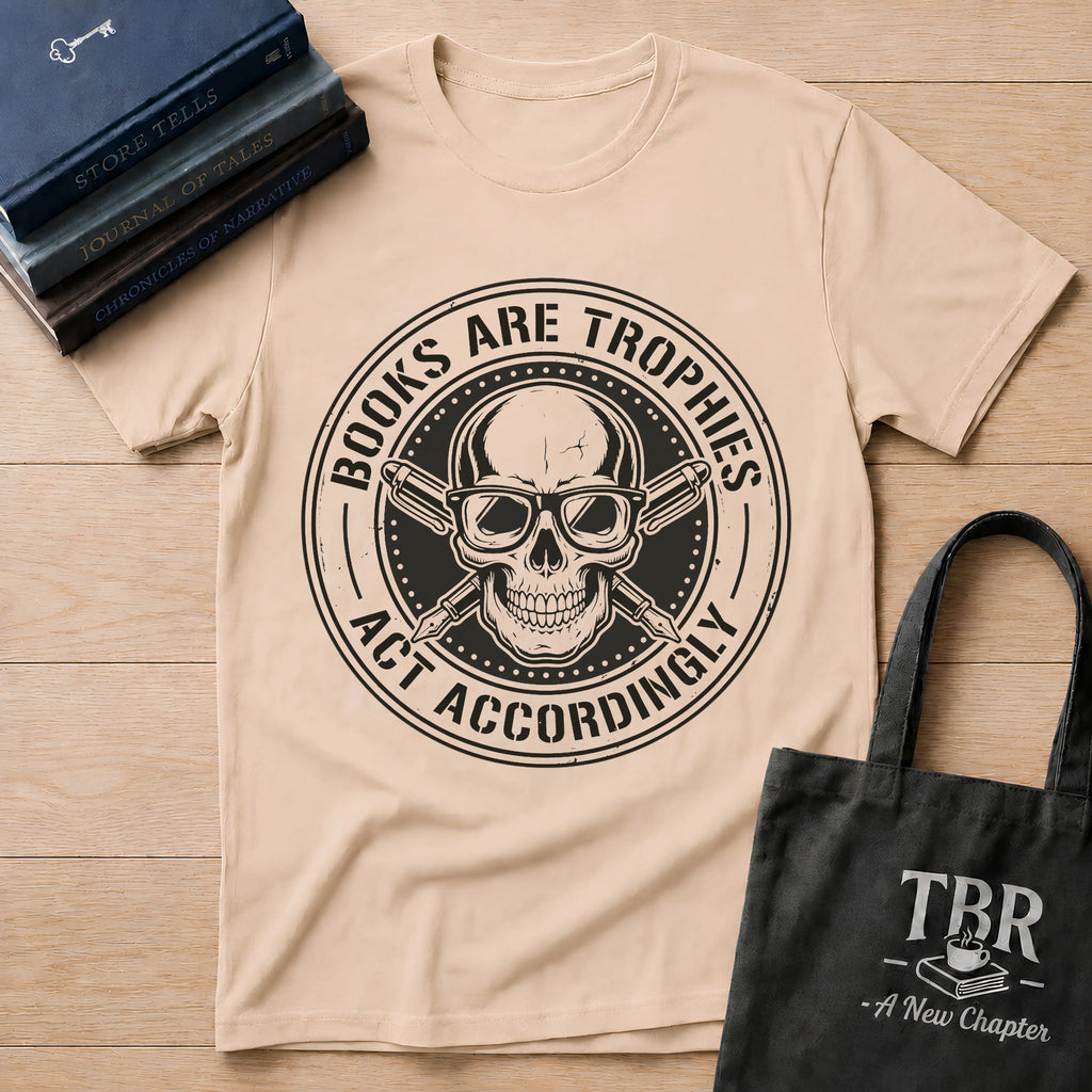 Books Are Trophies Act Accordingly - Skull Coin T-Shirt
