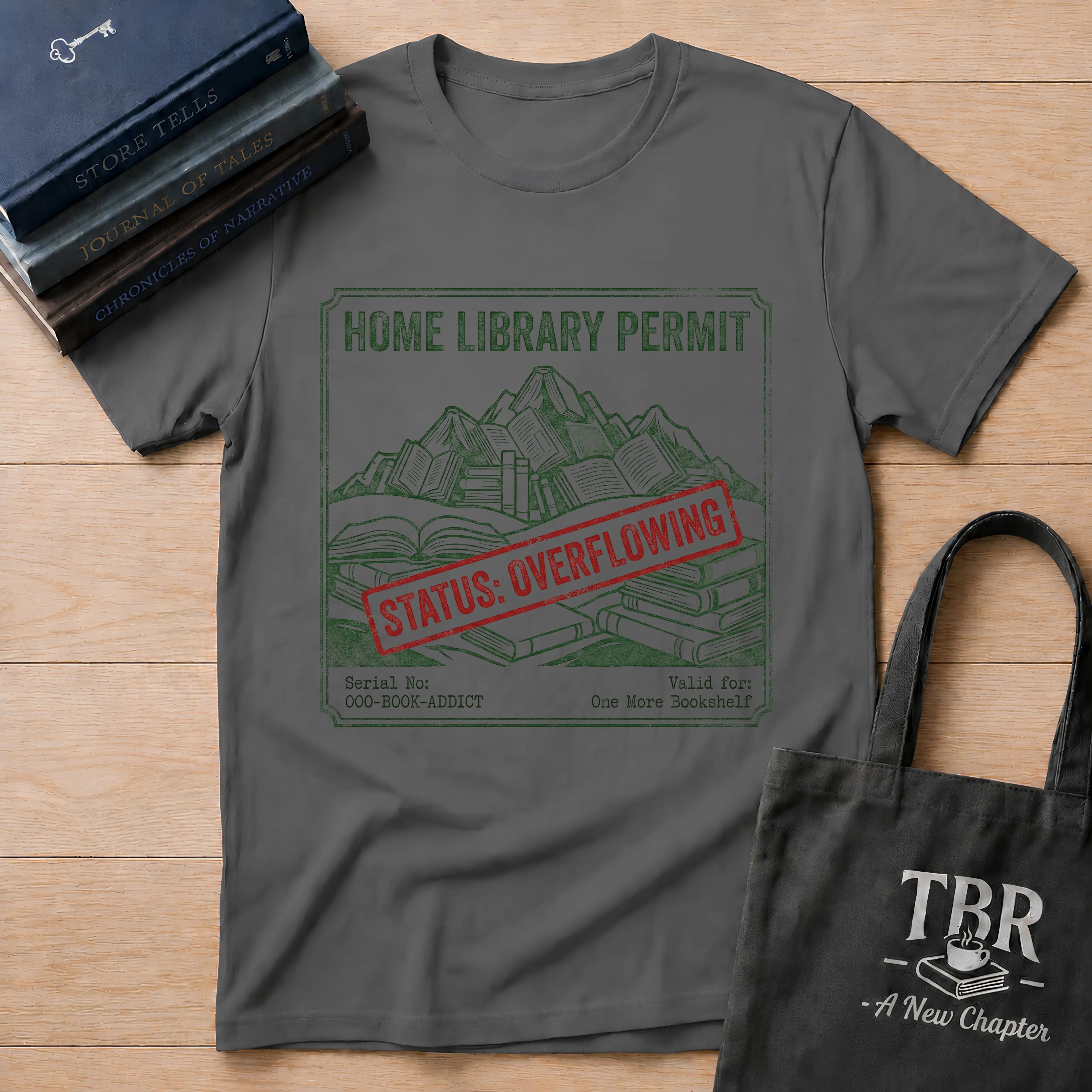 Home Library Permit Status Overflowing T-Shirt