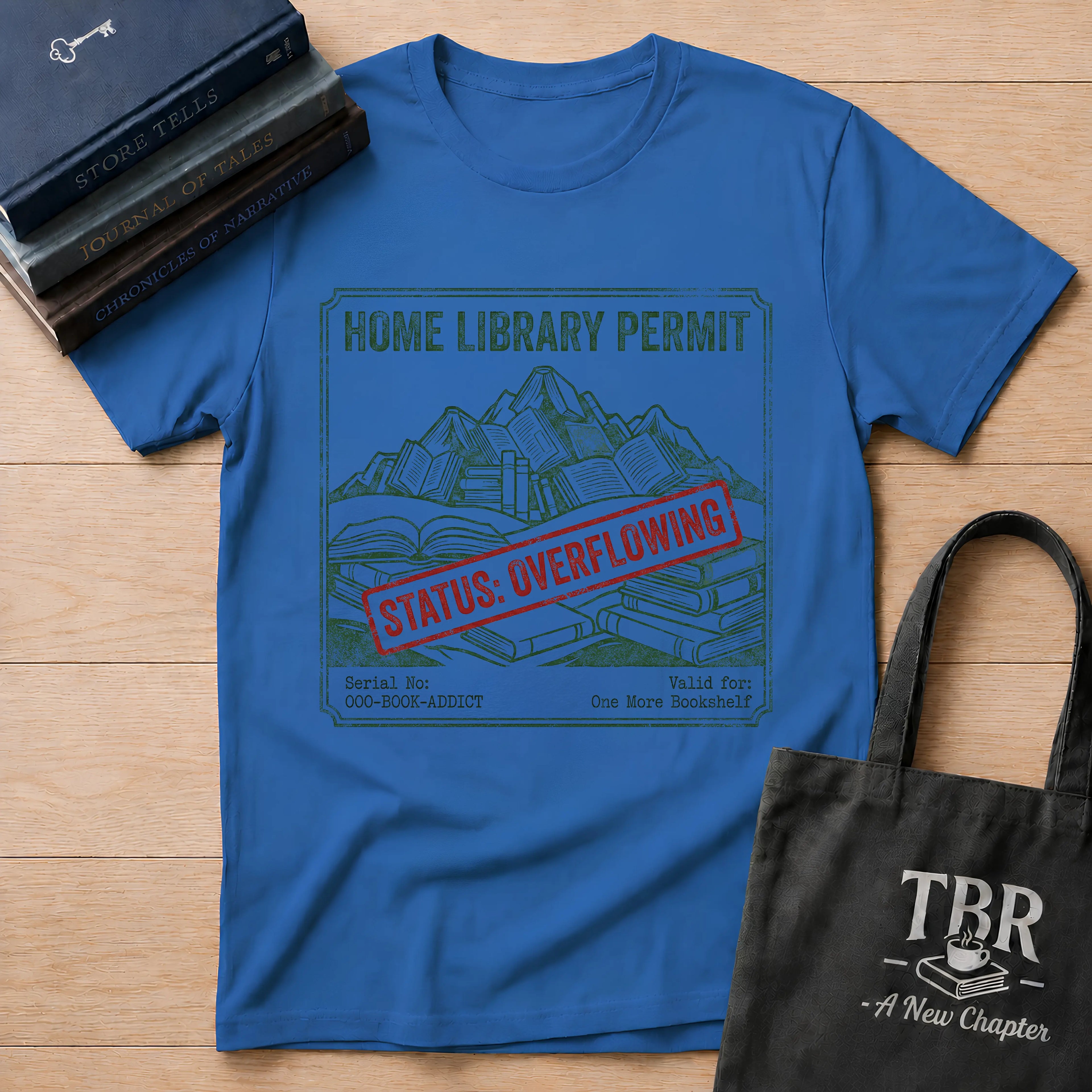 Home Library Permit Status Overflowing T-Shirt