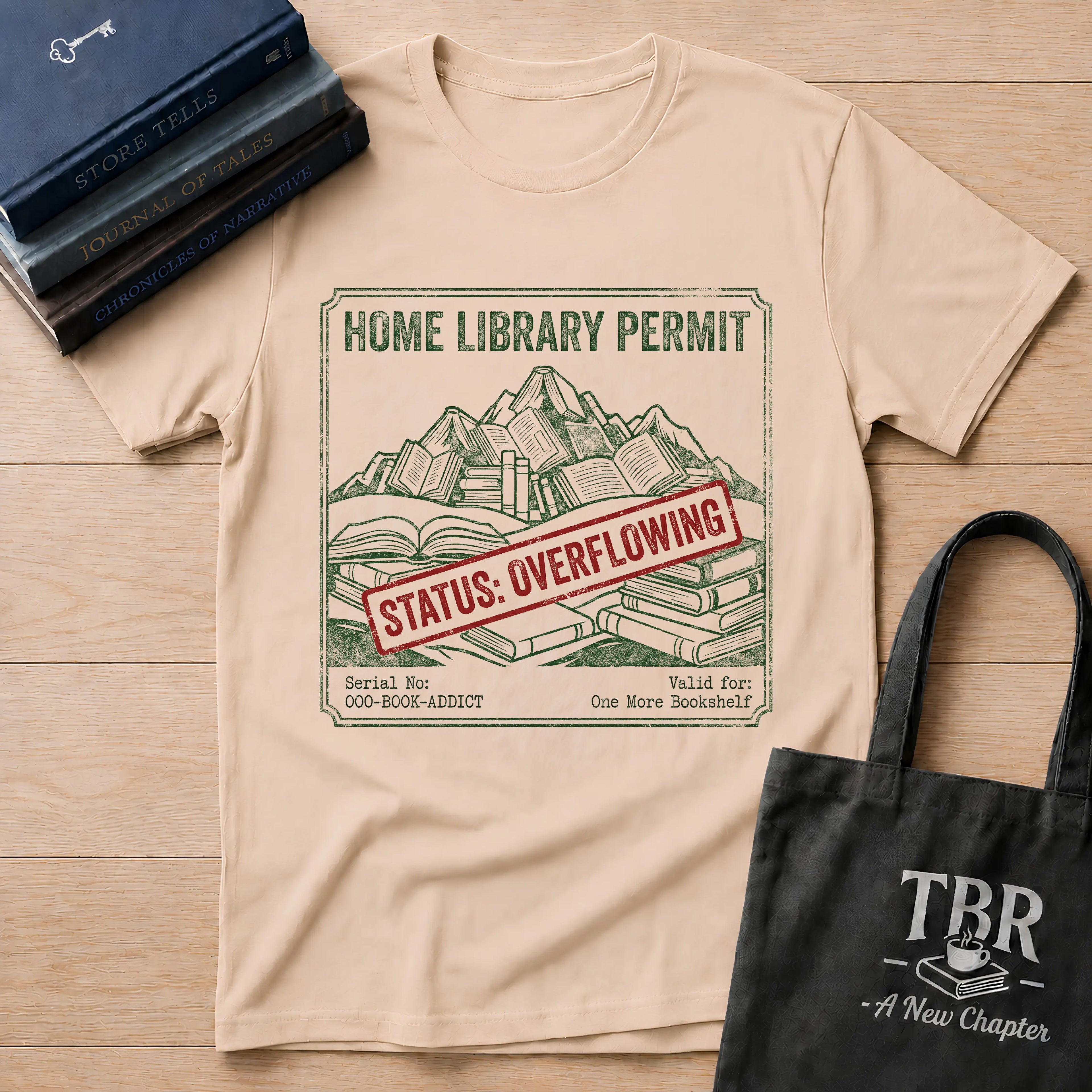 Home Library Permit Status Overflowing T-Shirt