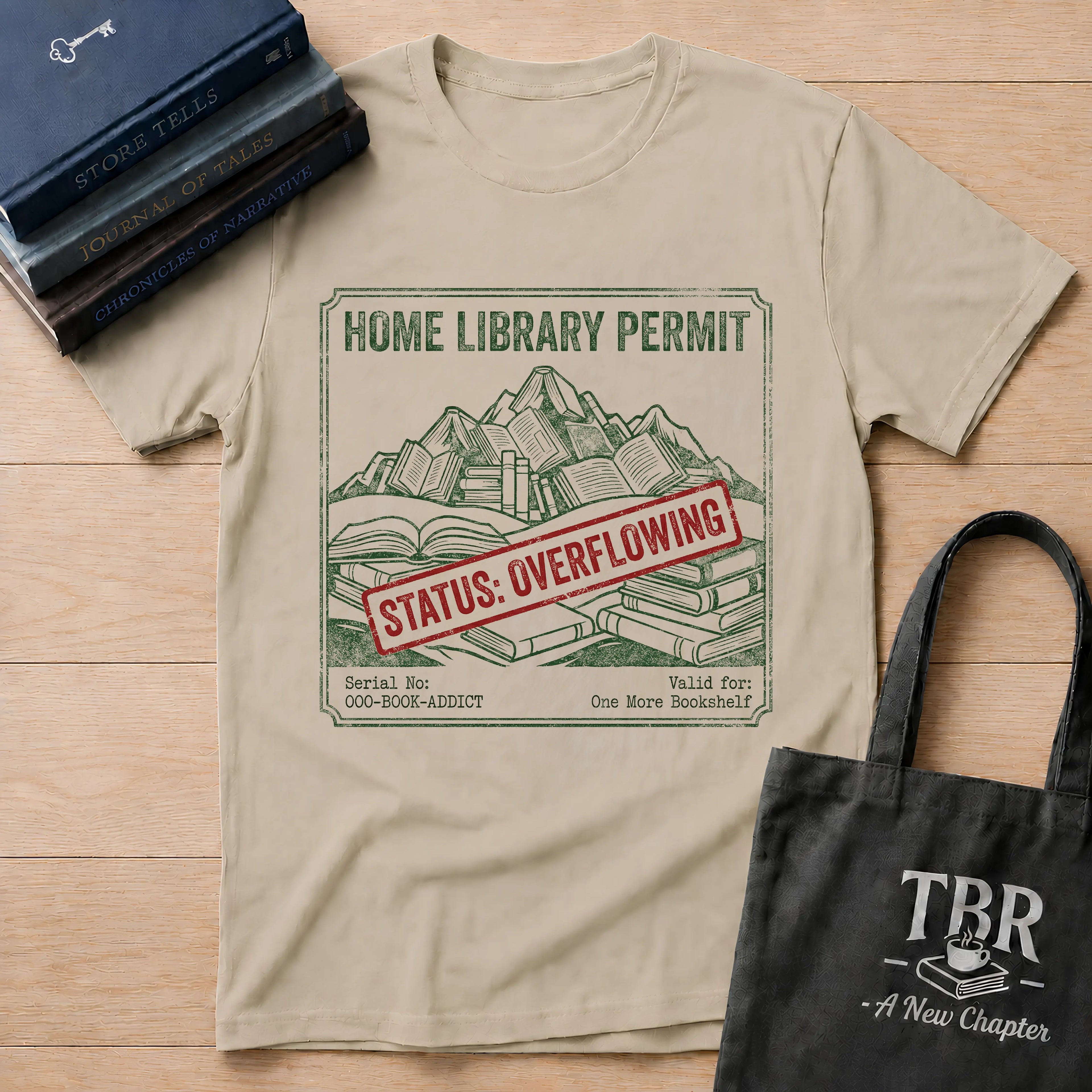Home Library Permit Status Overflowing T-Shirt